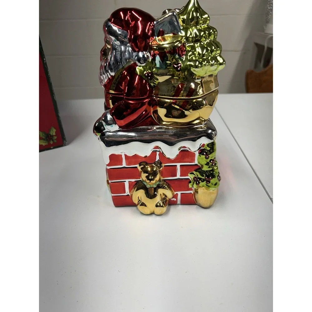 A Christmas Story Santa in Chimney COOKIE‎ JAR Metallic Shiny
